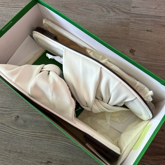 J. Crew Menorca padded twist-knot sandals slides in leather ivory - Picture 6 of 8